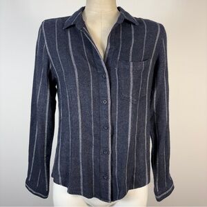 Cloth & Stone Dark Blue Striped Button-Down Shirt XS-S
